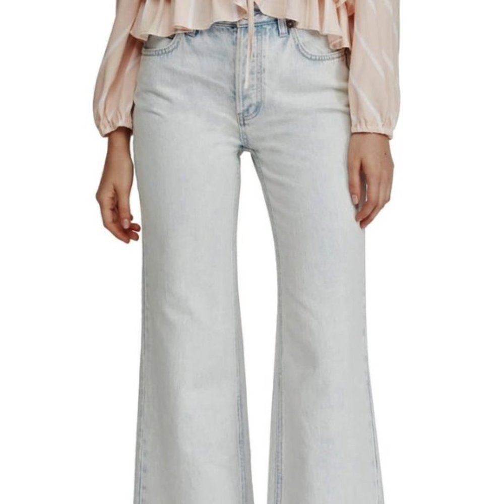 Free People Flare Leg Raw Hem High Waist Jeans 28